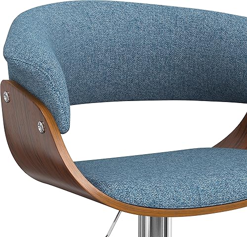 Miniatura 129 de SIMPLIHOME Lowell Taburete de bar giratorio ajustable, silla tapizada de metal de 33 pulgadas de altura del asiento en tela de aspecto de lino gris