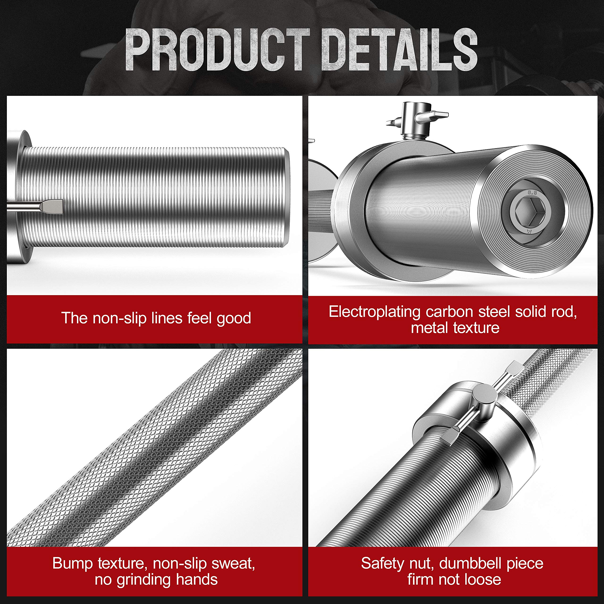 Annzoe Olympic Dumbbell Handles Pair 20" of Dumbbell Handles Weight