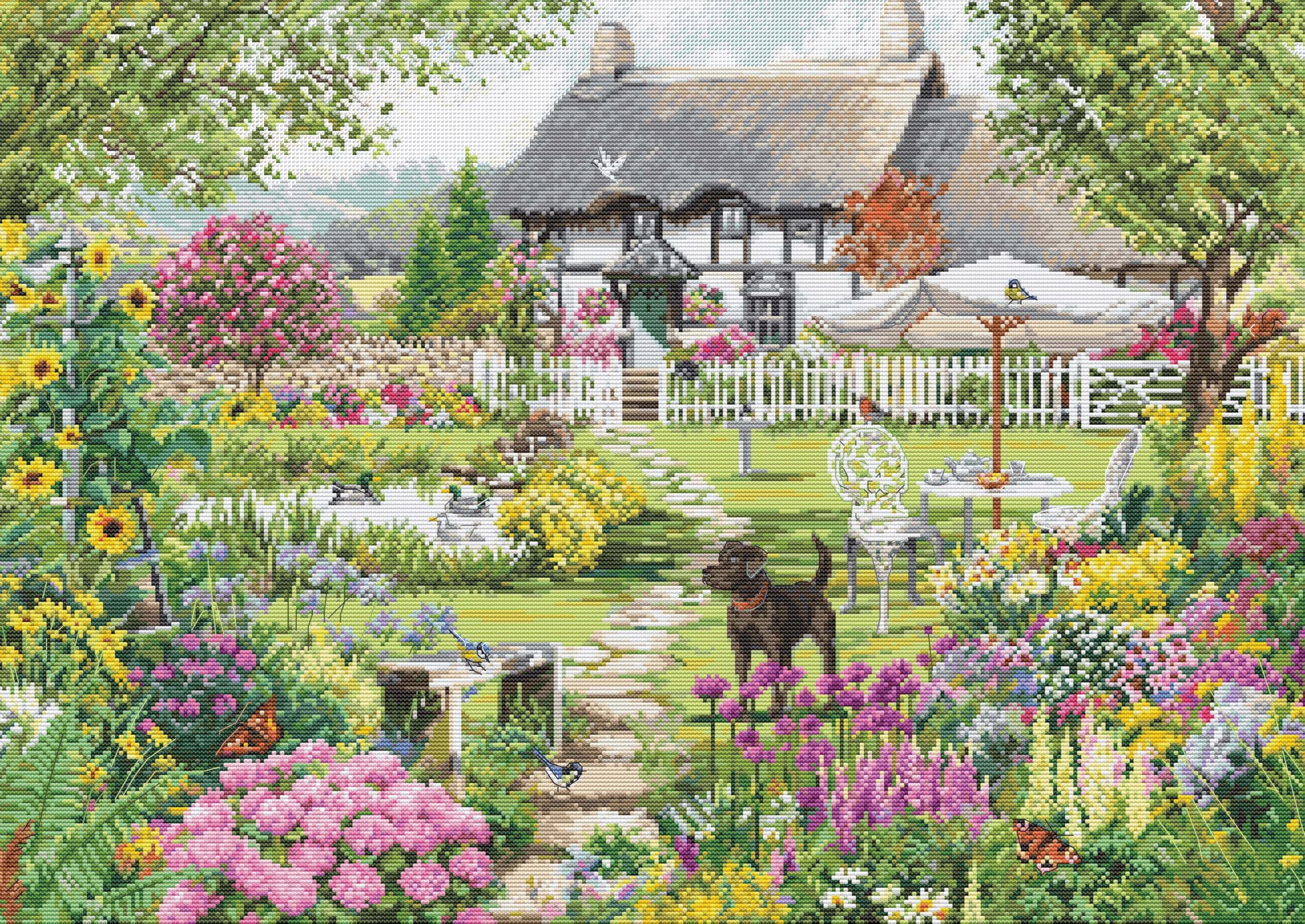 Kit de punto de cruz Luca-S Gold - Cottage Garden, B2412