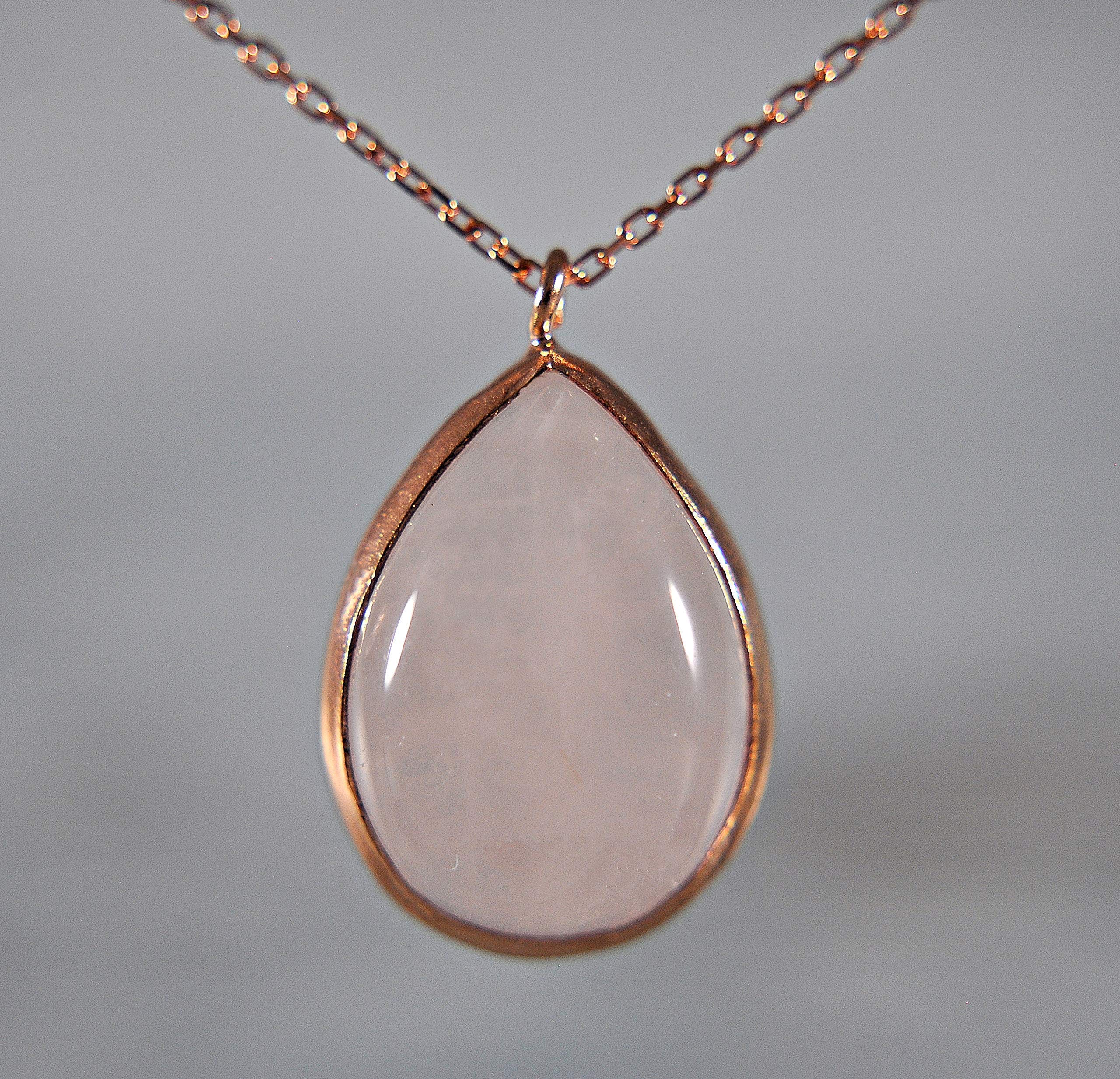 925 Sterling Silber - Kette - Edelstein - Elegant - Damen-Schmuck - Geburtstag - Zarter Rosenquarz in Roségold - Geschenk für Sie - Schmuck-Geschenk - Handmade Geschenk