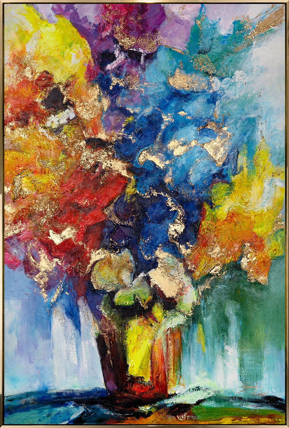 Tableau Abstrait Acrylique “Le Flux Du Bonheur” - Toile Peinte à La Main 80x120 Cm - Décoration Intérieur - 6