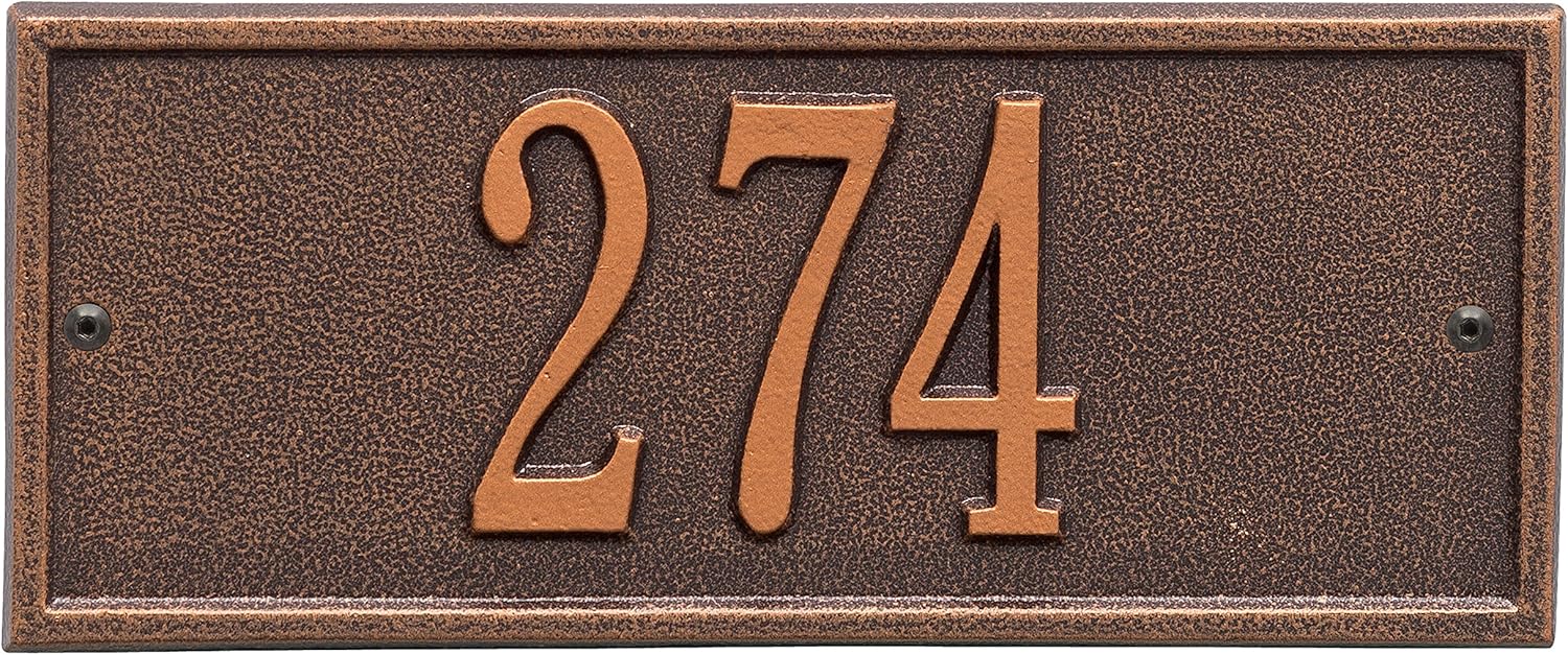Personalized Cast Metal Address Plaque - MADE IN USA Small Rectangle House Sign, Room Door Number Plate # 68528
