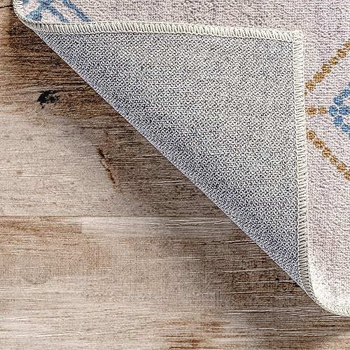 Miniatura 6 de nuLOOM Kiya - Alfombra marroquí tribal geométrica ultra fina, lavable a máquina, 3 x 5 pies, gris claro