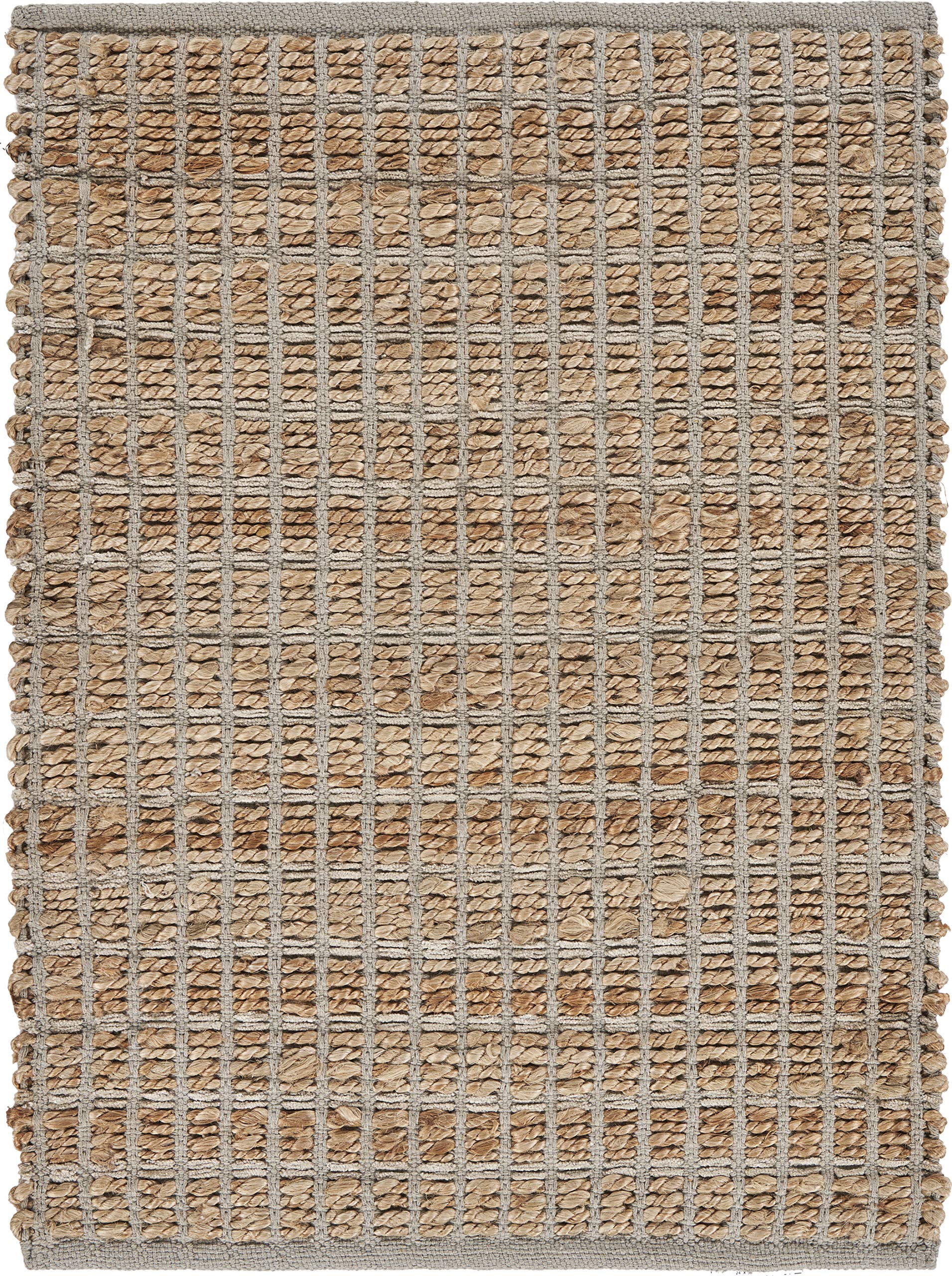 LR Home Natural and Gray Grid Area Rug, 2'0" x 3'0"