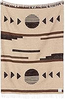 Tan Mexican Serape Blanket by Laguna Beach Textile Co - Handmade Wheat Sol Throw for Beach, Yoga, Camping & Decor (70x48")