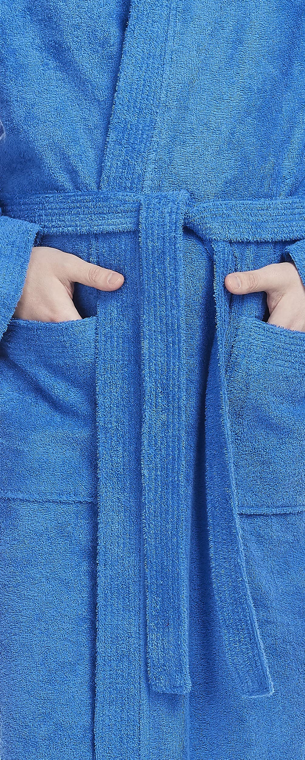 Męski szlafrok z kapturem, długość do łydek, Królewski błękit, Bardzo wysoki, XXL-3XL