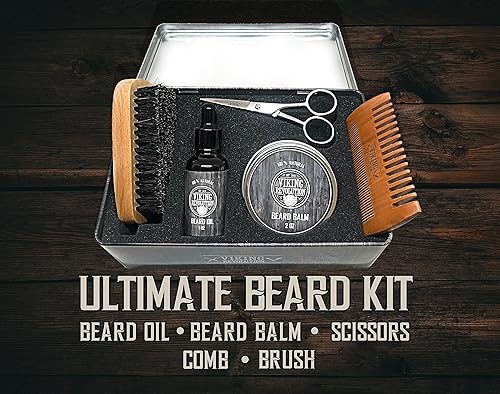 Miniatura 2 de Viking Revolution Kit de cuidado de la barba para hombres el kit definitivo de aseo de barba incluye cepillo de barba 100 jabalí peine de barba de