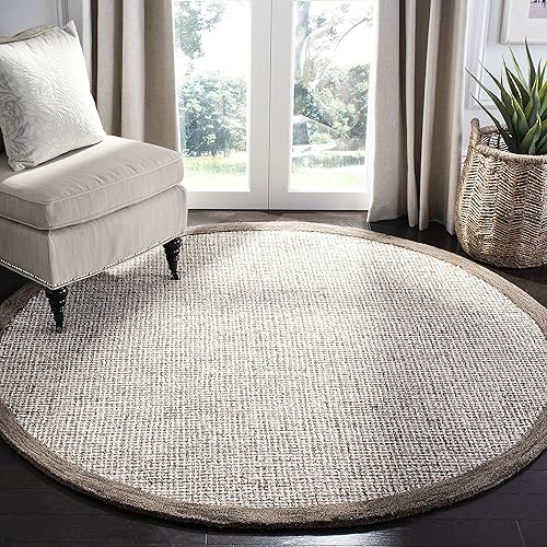 Miniatura 20 de SAFAVIEH Colección Abstract Alfombra de Área - 6' Cuadrada, Azul Marino y Marfil, Lana Hecha a Mano, Ideal para Áreas de Alto Tráfico en Sala