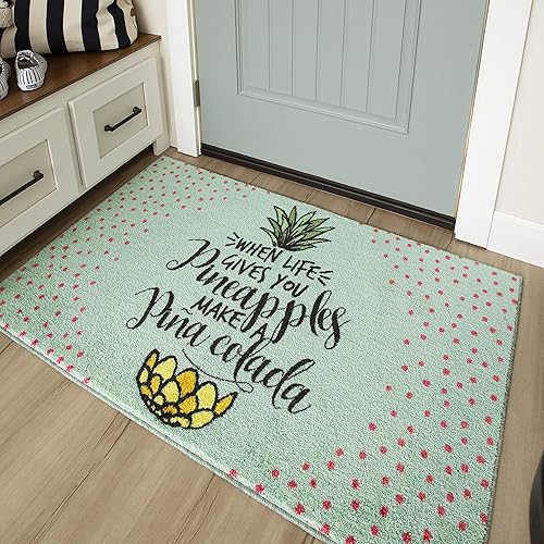 Mohawk Home Alfombra de cocina de verano lavable a máquina, color azul piña