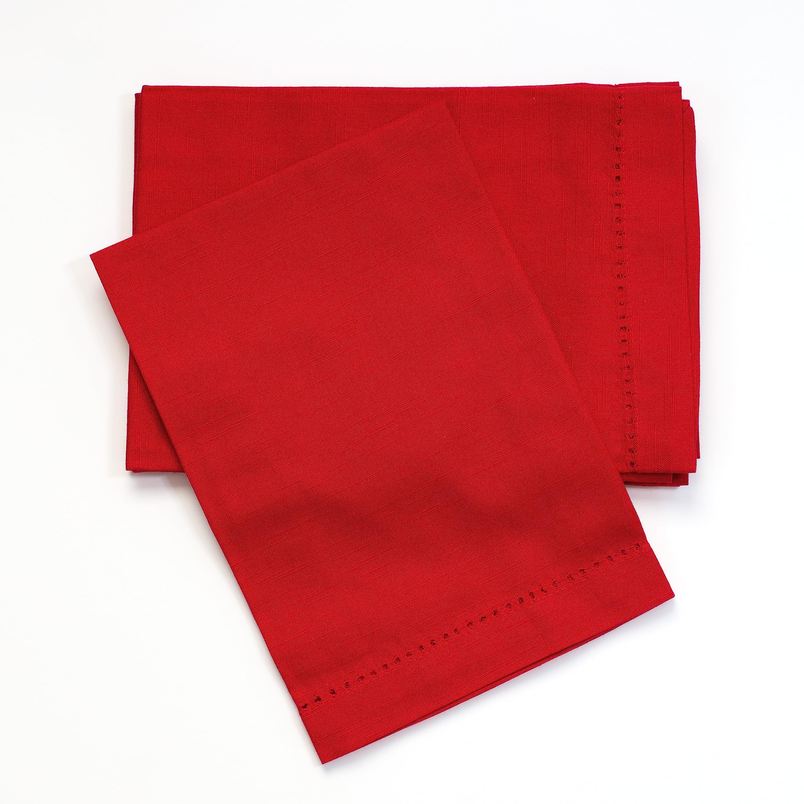 Fabric Textile Products | 100% Cotton Hemstitch Cloth Dinner Napkins | Machine-Washable | 20