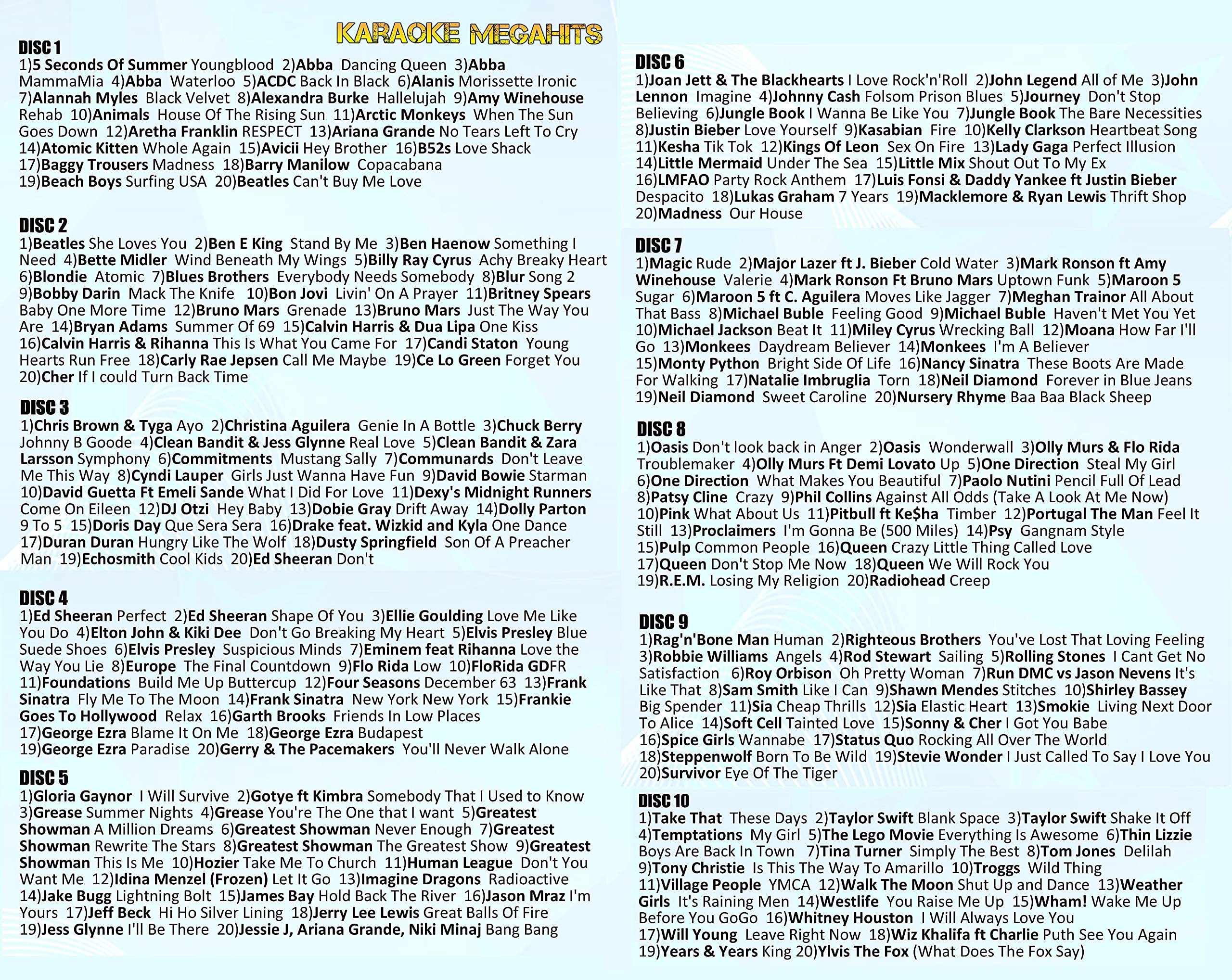 Karaoke CDG Pack Mr Entertainer Family Party 600 Greatest Songs Of All Time, Old & New (1000 Songs)