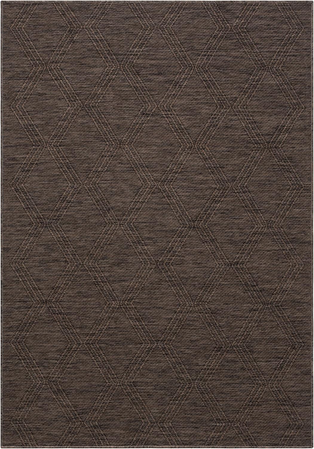 Darla Textured Foldable Indoor Outdoor Rug, 4x6, Weather Resistant, Easy Clean, UV Resistant, Lightweight Contemporary Geometric Patio Carpet for Porch, Deck, Living Room (4' x 6', Brown)