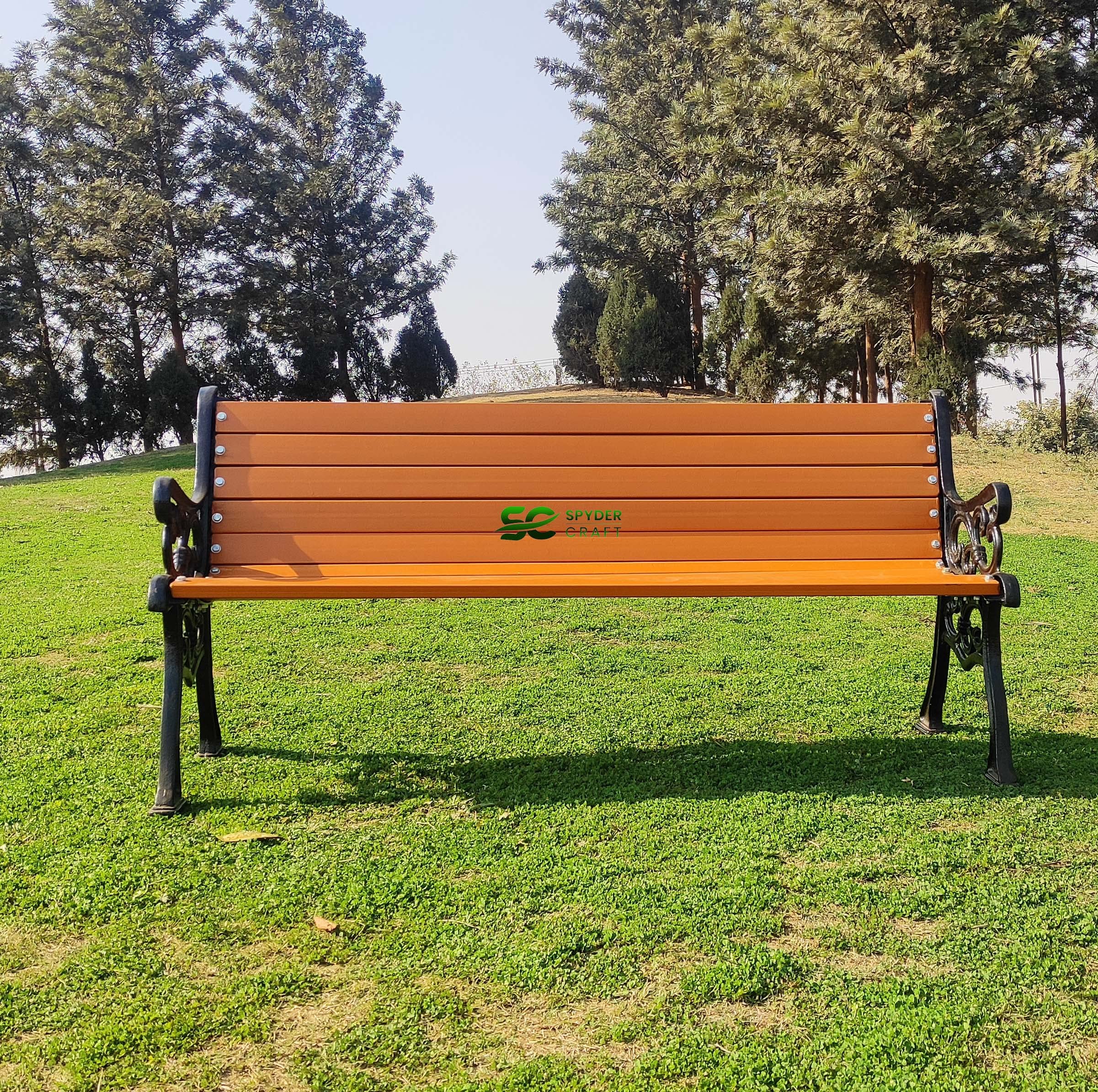 TRADE CRAFT Royal Cast Iron Metalic 3 Seater Metal Bench for Garden Bench for Indoor & Outdoor Park Patio Bench Living Room Terrace Balcony (Orange)
