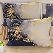 PETTI Artigiani Italiani – Coppia di Federe Cuscino 40×145 cm in Microfibra, Cuscini Arredo Camera da Letto, Divano, Salotto, Set 2 Fodere Copricuscino, Federa Marble Blu, 100% Made in Italy