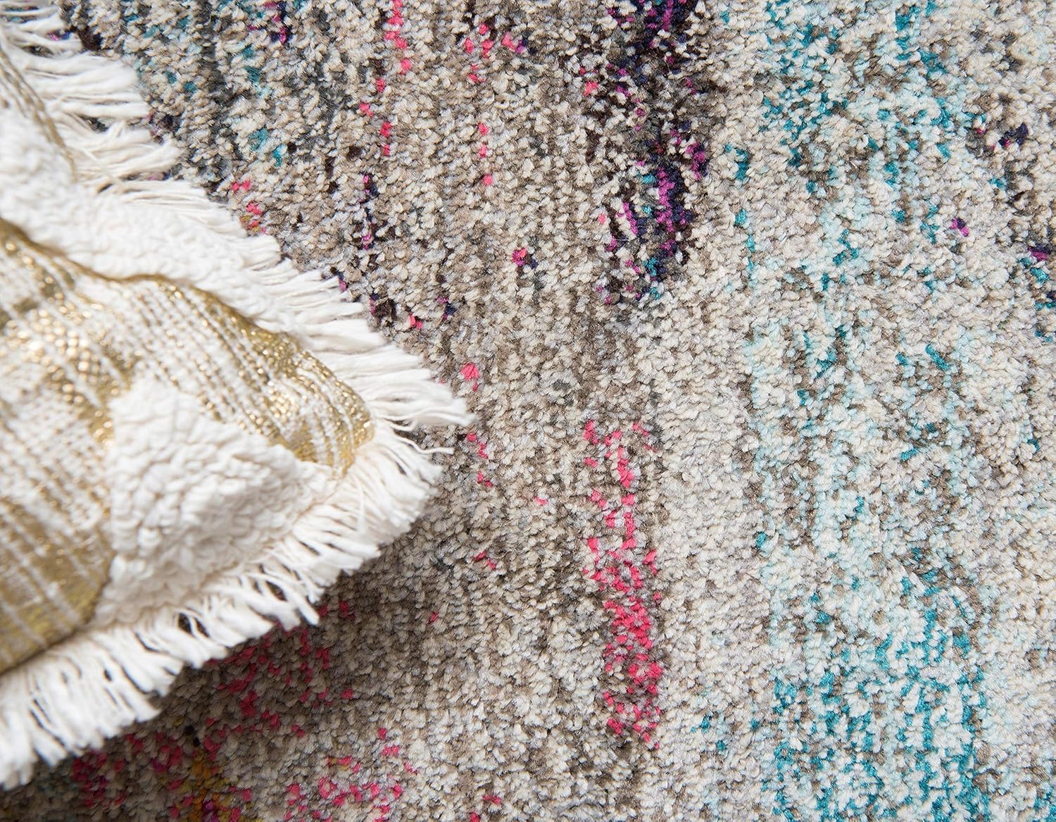 Unique Loom Chromatic Collection Modern Colorful & Vibrant Abstract Area Rug For Any Home Décor (5' 0 x 8' 0 Rectangular, Beige/ Pink)