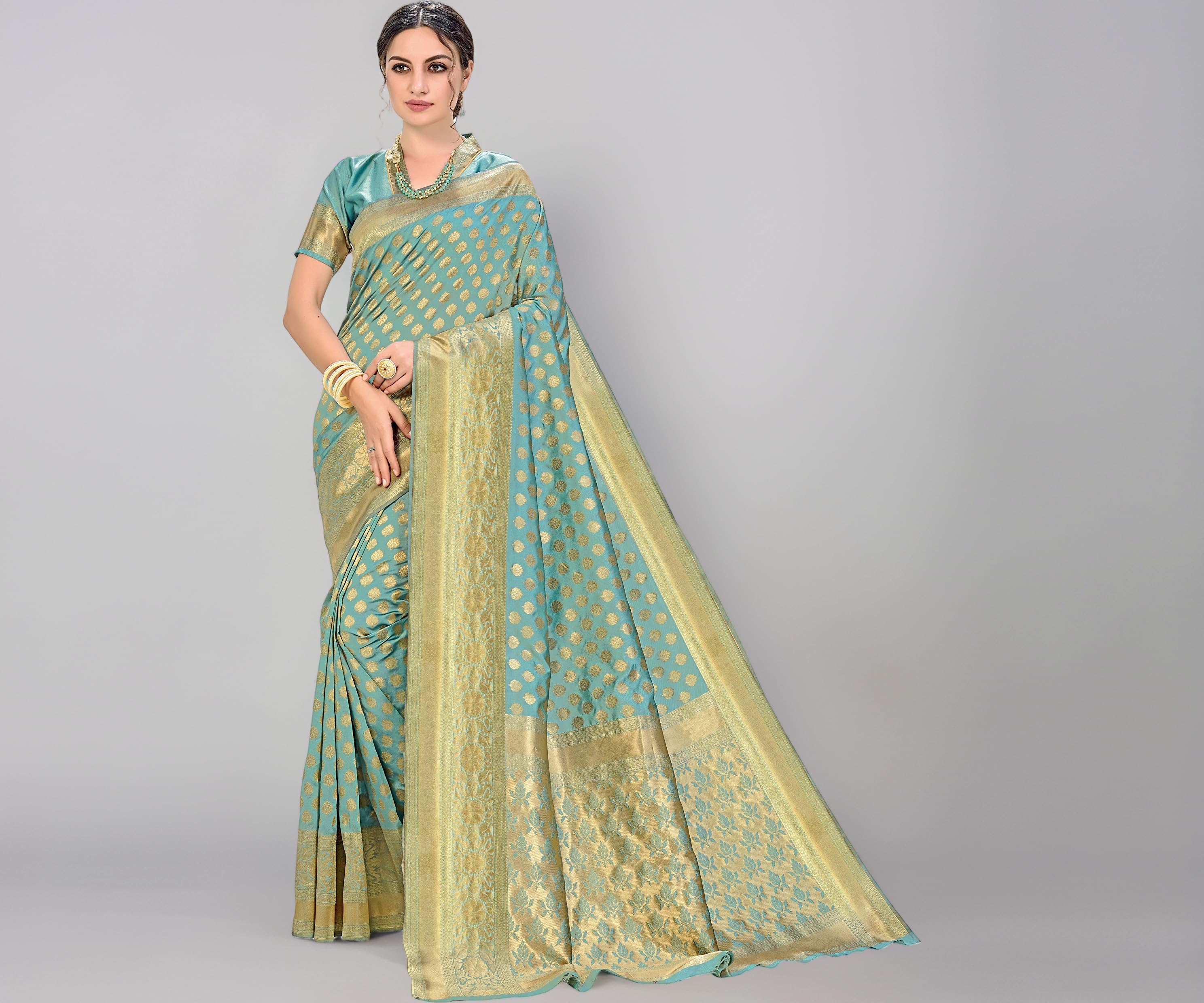 Glory Sarees Women's Woven Pure Soft Kanjivaram Silk Saree Banarasi Style With Blouse Piece for Wedding