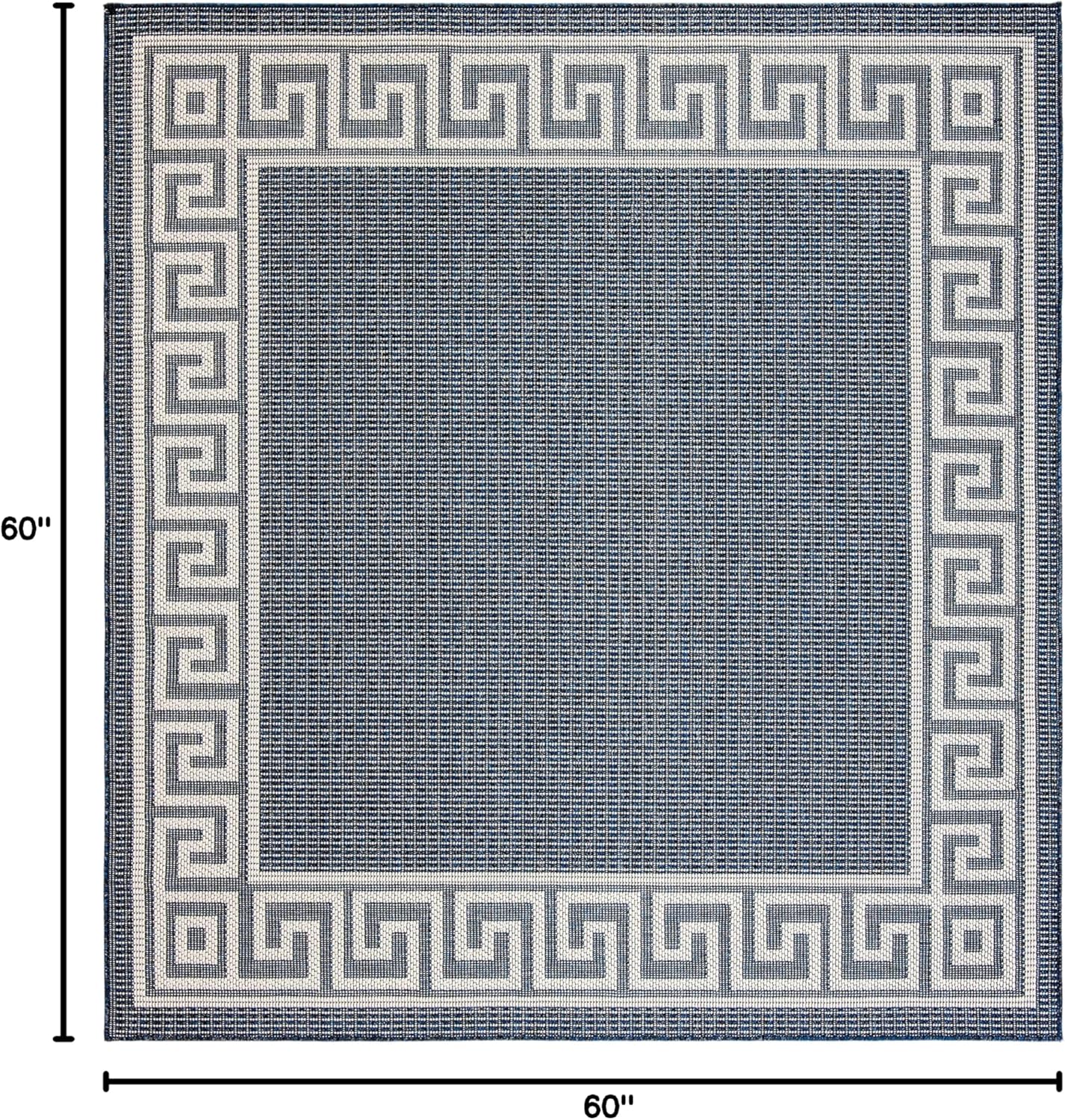 SAFAVIEH Washable Rug Outdoor Bermuda Collection - 5' Square, Dark Blue & Ivory, Non-Shedding & Easy to Clean, Ideal for Patio, Backyard, Mudroom (BMU820M)
