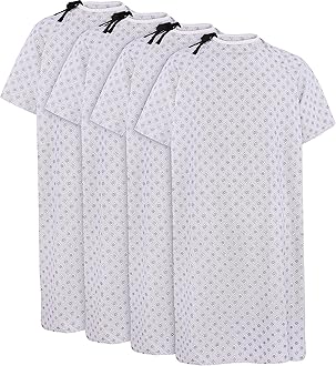 Utopia Care 4 Pack Cotton Blend Unisex Hospital Gown, Back Tie, 45" Long & 61" Wide, Patient Gowns Comfortably Fits Sizes up to 2XL