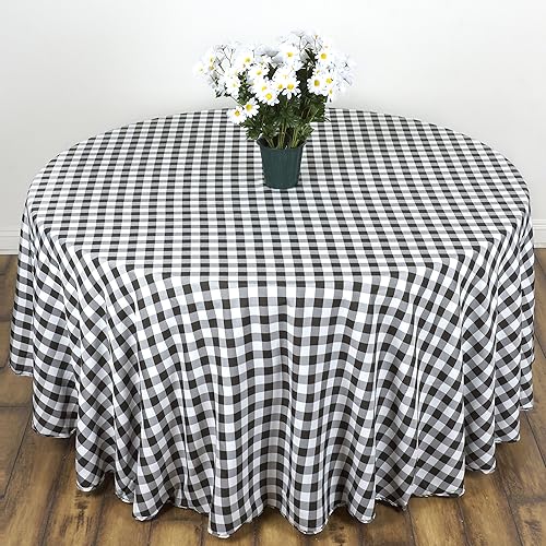 tableclothsfactory Picnic perfecto inspired Checkered 90" Ronda Manteles de poliéster blanconegro