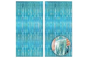 KatchOn Shimmery Turquoise Backdrop with Fringe