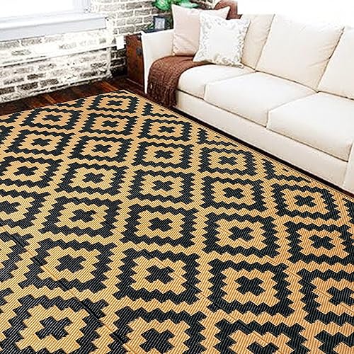 SAND MINE Alfombras reversibles, alfombra de paja de plástico, alfombra de área moderna, alfombra grande para el suelo y alfombra para exteriores,