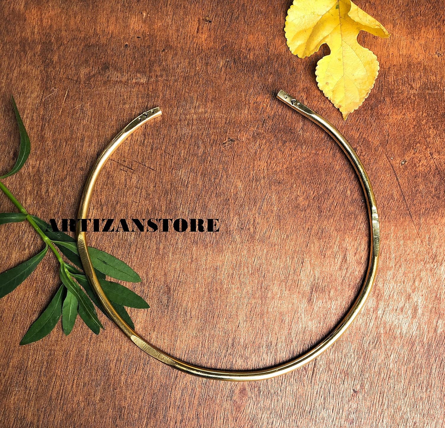 ARTIZANSTORE Solid Brass Neck Collar, Choker, Tribal Design Torc Necklace, Finish Torque - Image 2