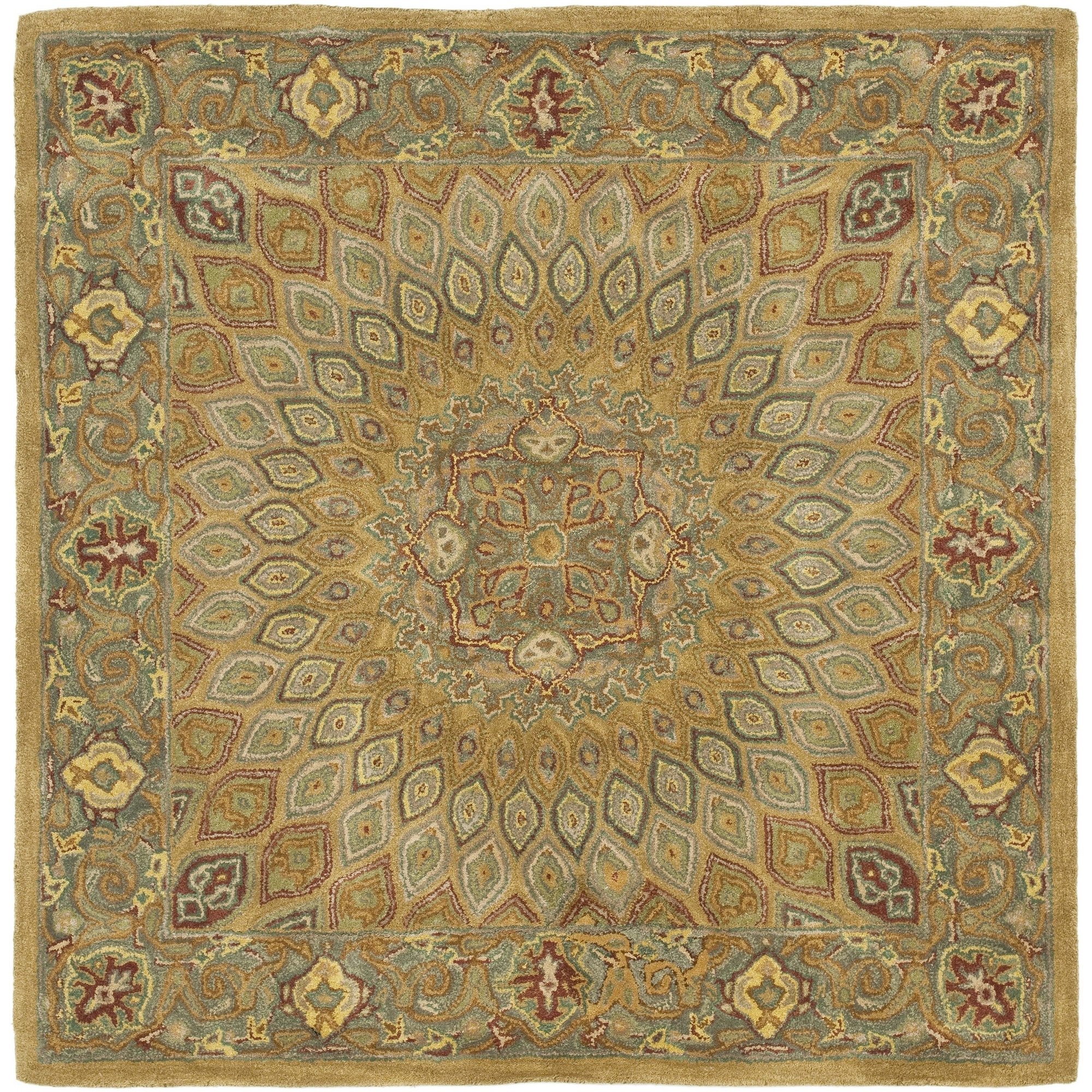 SAFAVIEH Heritage Collection Area Rug - 10' Square, Light Brown & Grey, Handmade Traditional Oriental Wool, Ideal for High Traffic Areas in Living Room, Bedroom (HG914A)