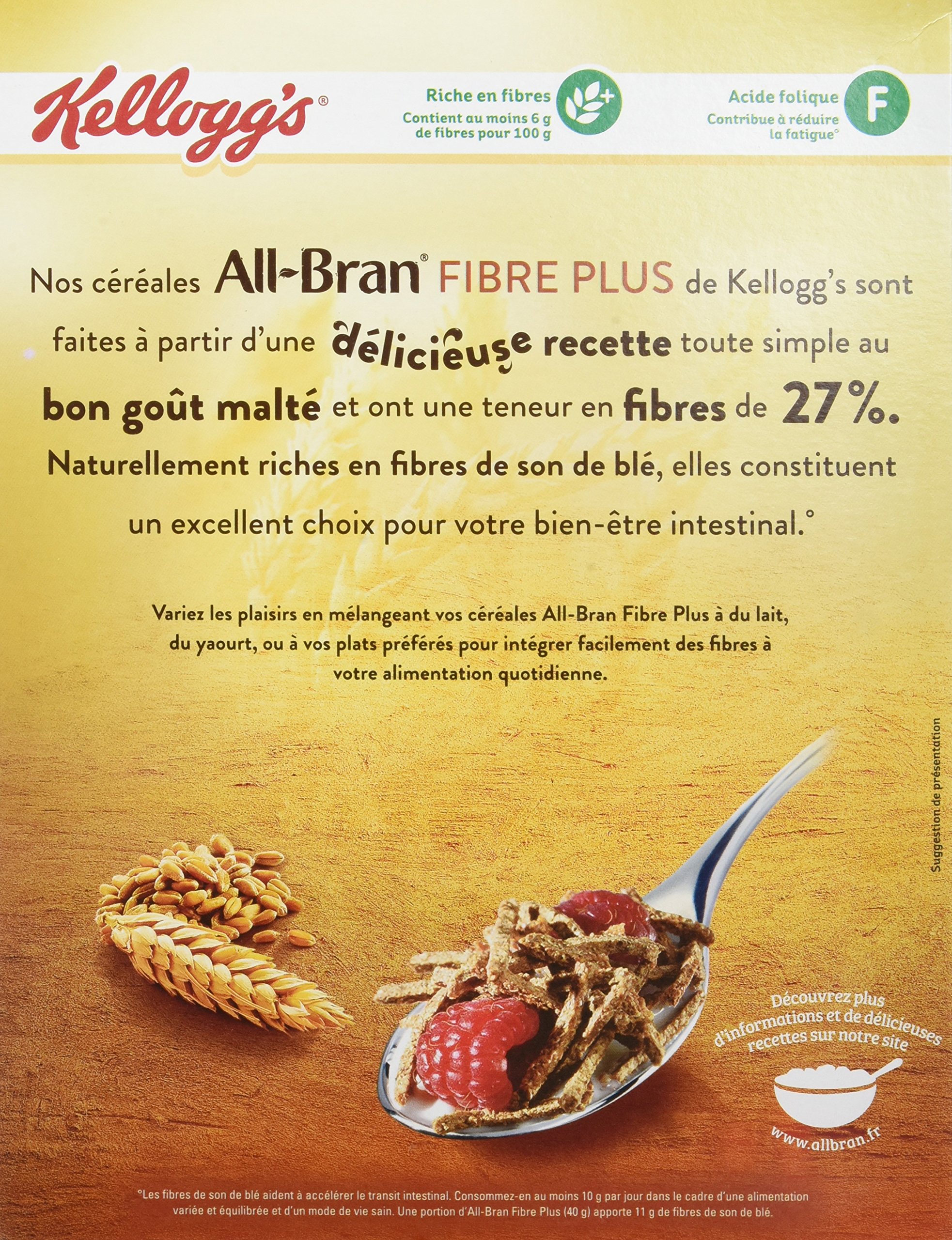 Kellogg's All-Bran Céréales au son de blé riches en fibres alimentaires 500 g - Lot de 6