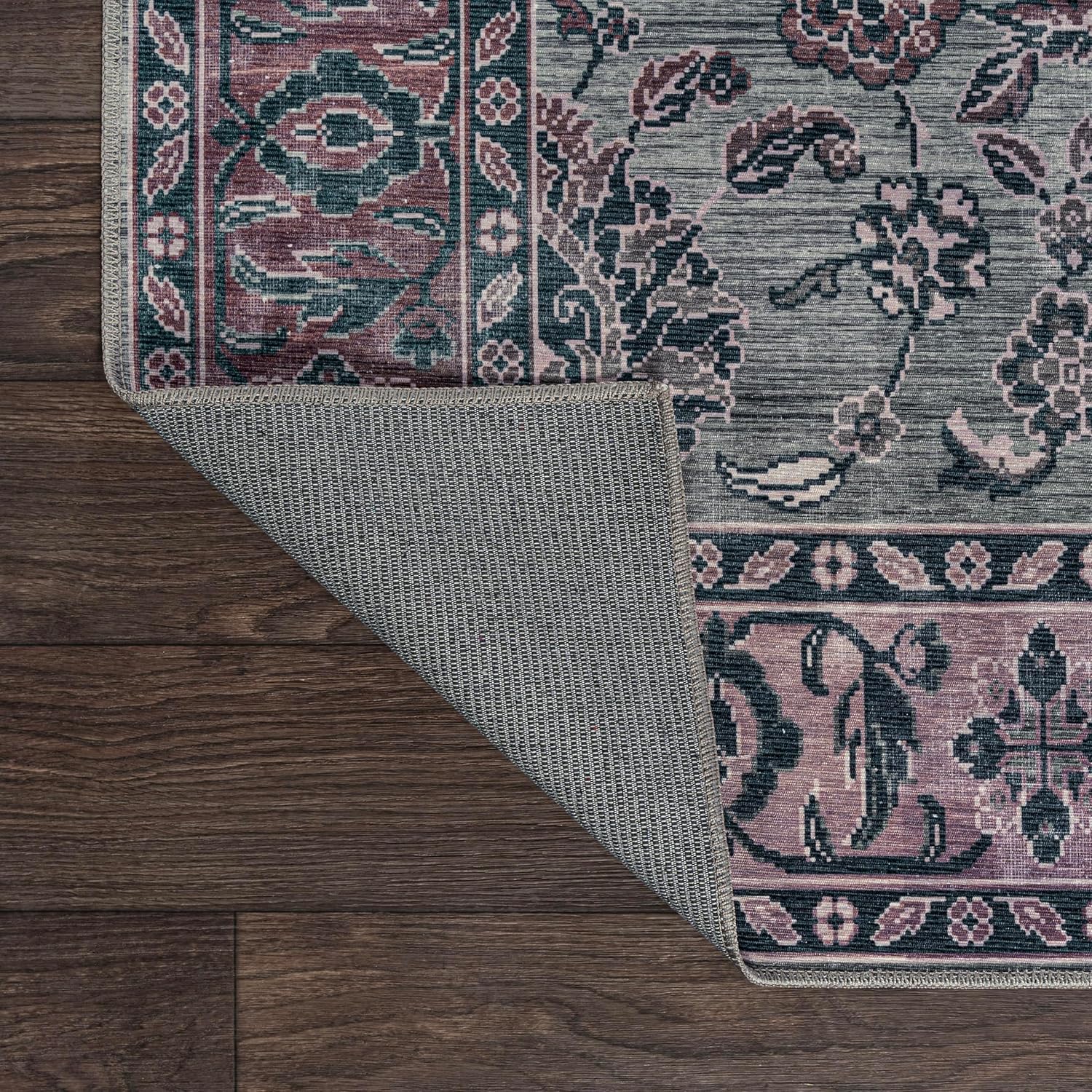 JONATHAN Y Machine Washable Purple/Gray Indoor Area Rug 8X10 ft, Victoria Ornate All-Over for Living Room, Bedroom, Kitchen, Office, Easy-Cleaning, High Traffic, Pet-Friendly, Non-Shedding WSH106B-8