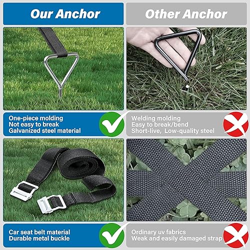 Miniatura 3 de Simple Deluxe Juego de 4 estacas para trampolín de alta resistencia con gancho en T, forma de sacacorchos, estacas de acero, piezas de trampolín,