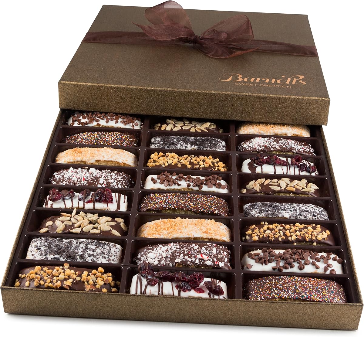 Barnetts 24 Gourmet Chocolate Biscotti Gift Baskets | Cookie Gifts Box, For Him and Her, Food Baskets Delivery, Candy Treats