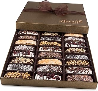 Barnetts Chocolate 24 Biscotti Gift Baskets, Gourmet Cookie Gifts Box for Him and Her Food Basket Delivery, Candy Ideas for Dad, Husband, Brother, Son, Father, Grandfather, Boyfriend, Wife, Mother Grandmother, Valentines Day Christmas Holiday Thanksgiving