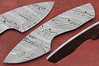 Knife Making Supplies Damascus Steel Blank Blade 6.5 inches Long Hand Forged Compact Skinning Knife, Spear Point Blade Pocket Knife with 3 Pin Hole, 2.5 inches Cutting Edge, 3.5" Scale Space - Damascus Depot