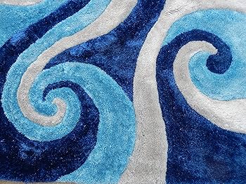 SLY SHAGGY C／A Amazon.com: Shag Shaggy Modern Swirl Design (5' x 7', Royal