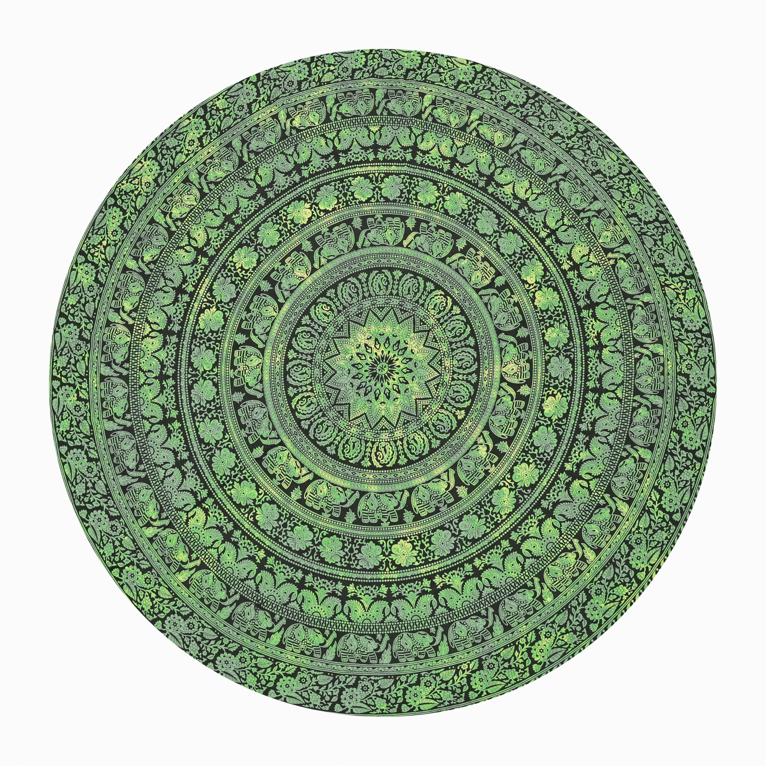 Craft Trade Estetyczny psychodeliczny dywan ścienny w stylu hipisowskim, indyjska ozdoba ścienna do sypialni, salonu, sztuka ścienna w stylu boho, dekoracja domu – zielona, 183,9 cm