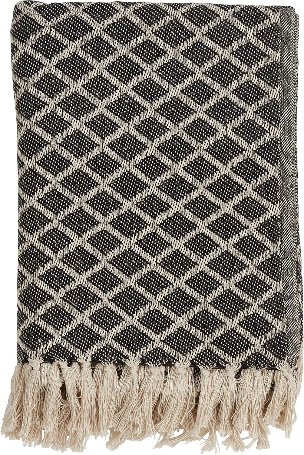 SARO LIFESTYLE Diamond Pattern Tassel Throw