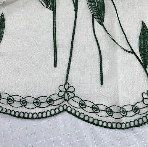 Miniatura 8 de Cortina de ducha decorativa de tela transparente para baño diseño botánico bordado de oro beige dorado metálico (rosalee)