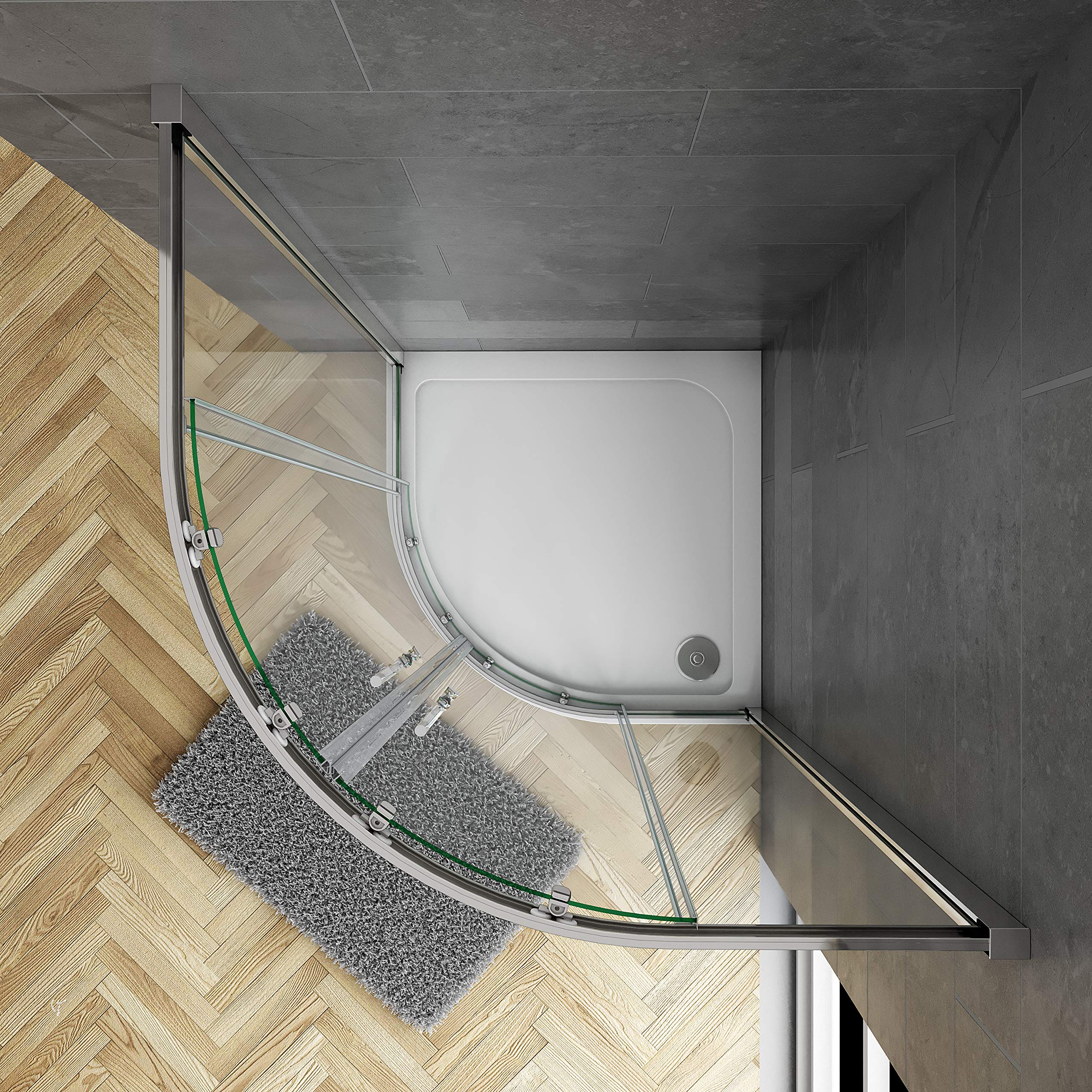 Mato Box Doccia Semicircolare in Vetro Temperato 5 mm con Telai in Alluminio Cromati Lucidi, 80x80x185 cm, Argento (Silver), Modern, Scorrevole