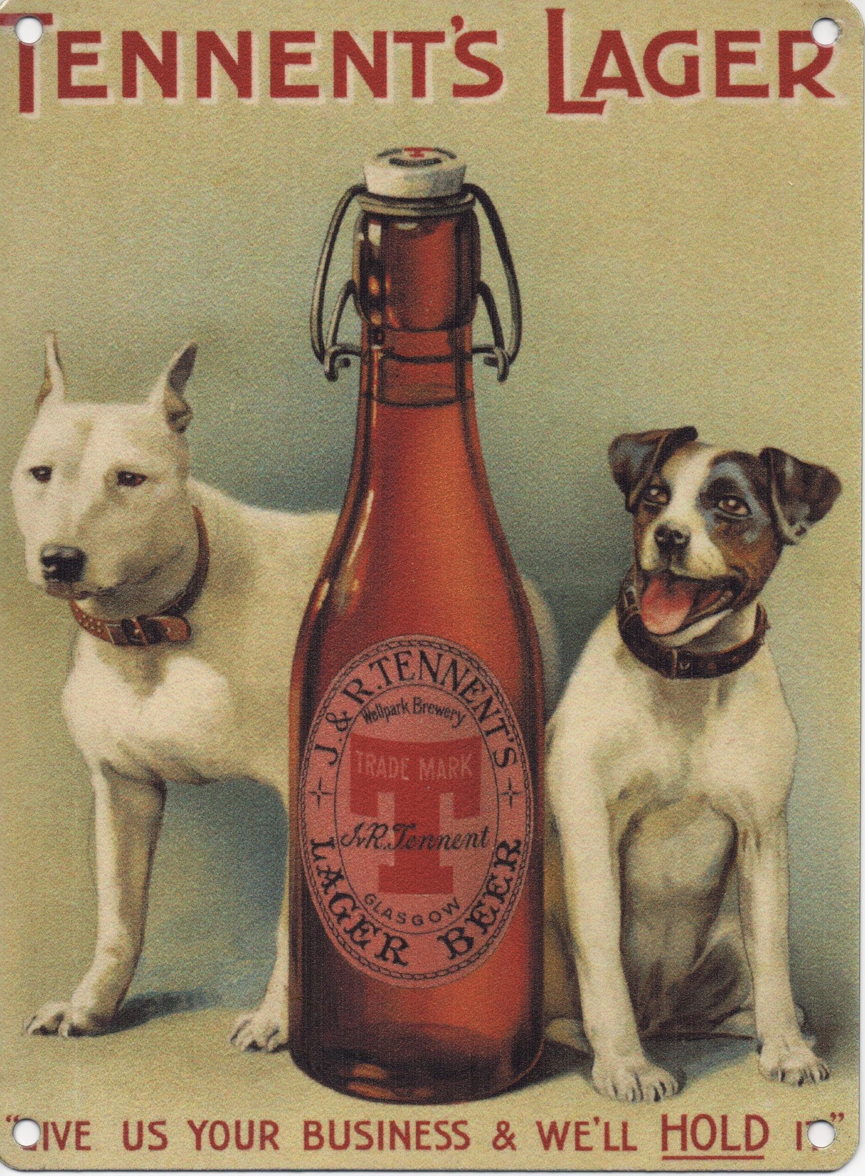 Tennent's Lager - Two Dogs - Mini Metal Wall Sign