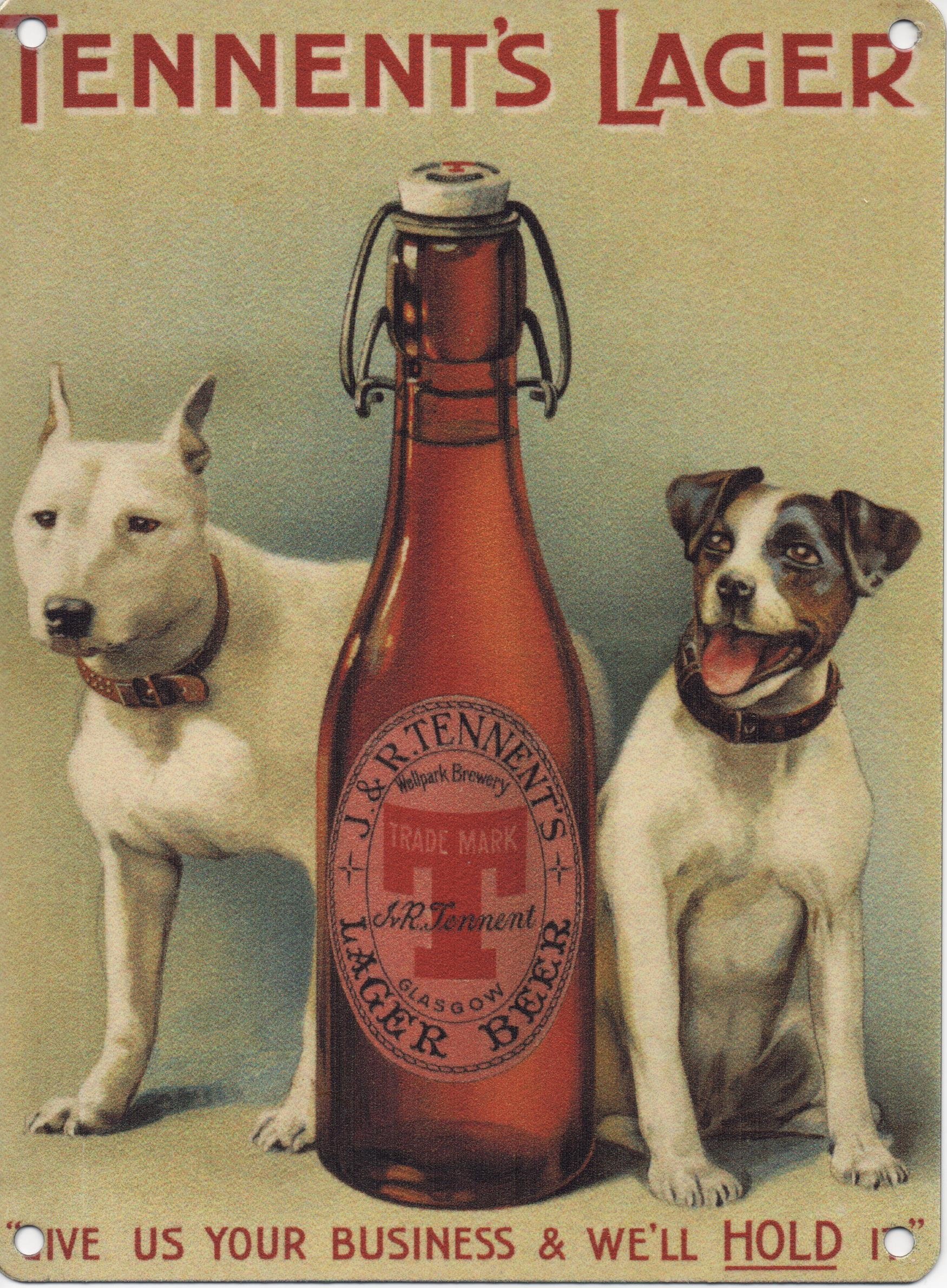 Tennent's Lager - Two Dogs - Mini Metal Wall Sign