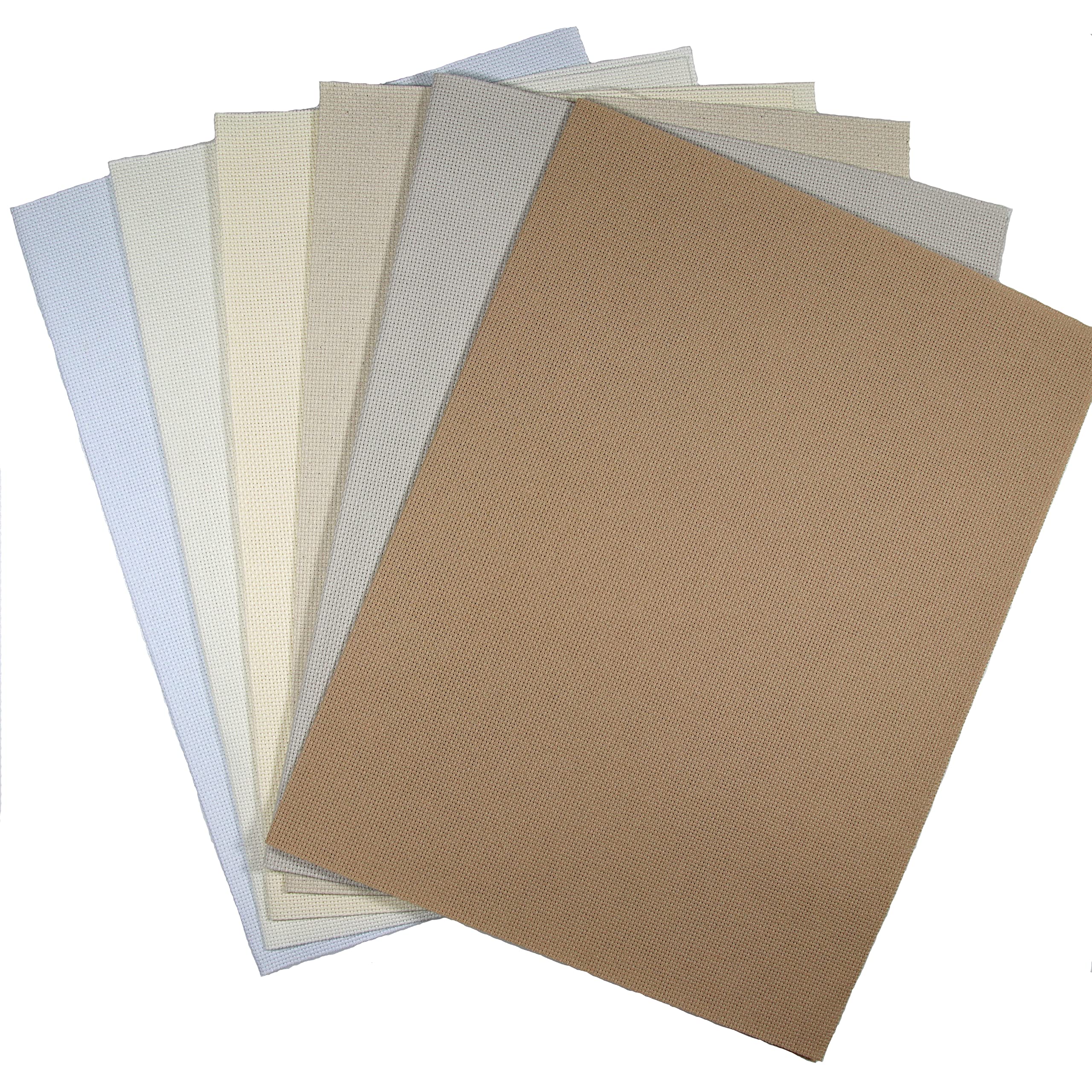 KCS 6 pc of 12" x 18" (30cmx45cm) Counted Cotton Aida Cloth Cross Stitch Fabric (18CT-G)