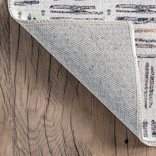 Miniatura 5 de nuLOOM Mitzi Abstract Lines Alfombra lavable a máquina, 5 x 8, gris claro