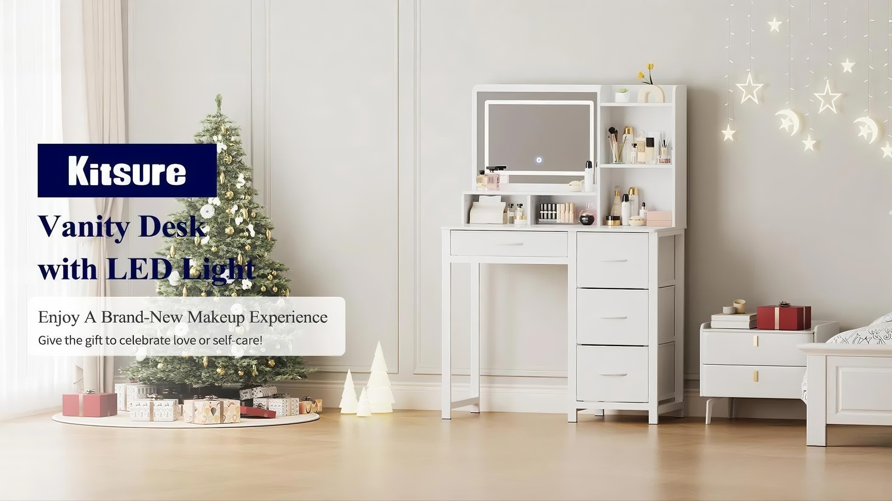 Amazon.com: Kitsure Vanity Desk with Mirror and Lights - Large