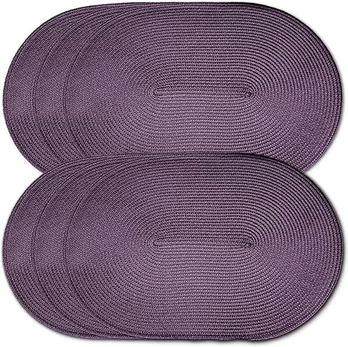 Miniatura 5 de CAIT CHAPMAN HOME COLLECTION Juego de 6 manteles individuales redondos de plástico de polipropileno trenzado (púrpura)