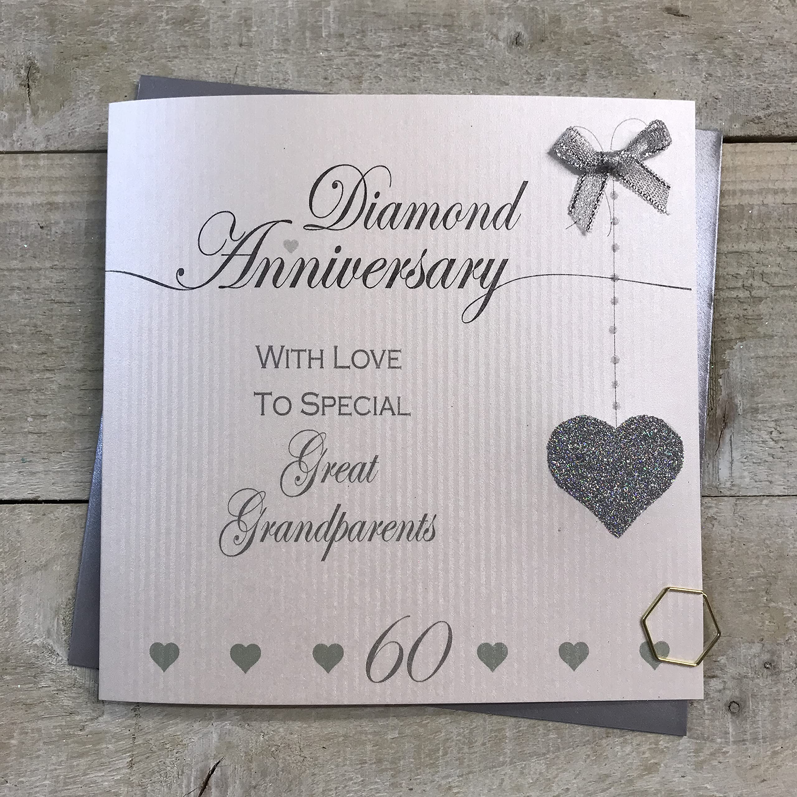 WHITE COTTON CARDS 60th Anniversary Handmade Card - Great Grandparents Diamond Anniversary