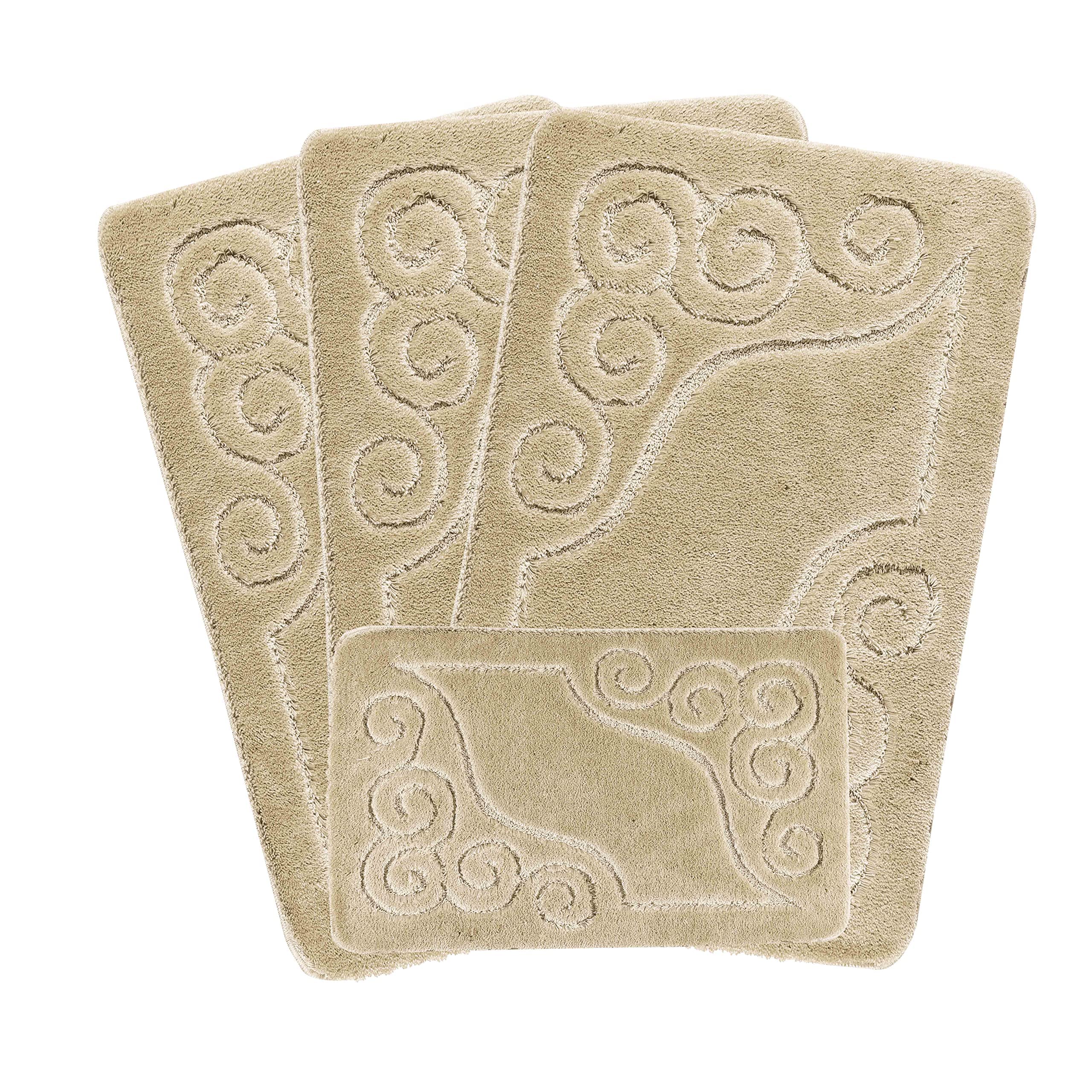 EMMAHOME ROMANY GYPSY WASHABLE 4PCS MAT/RUG SET, CARAVAN/MOBILE HOME TOURER SIZES, 67X120CM Pratt (Beige)