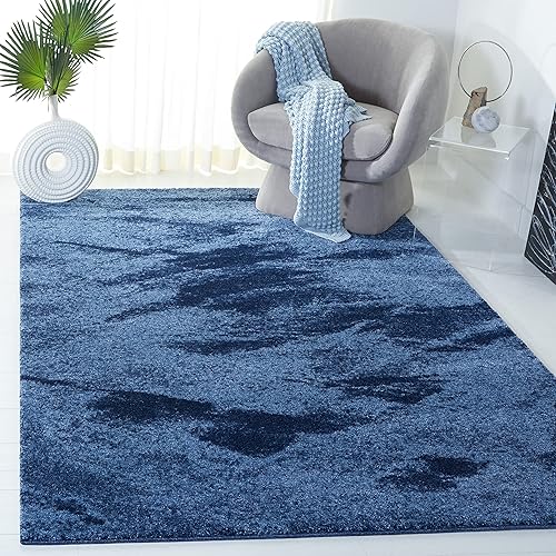 Miniatura 12 de SAFAVIEH Colección Retro Alfombra Extra Grande - 11' x 15', Celeste Claro & Azul, Diseño Moderno Abstracto, Sin Desprendimientos y Fácil Cuidado,