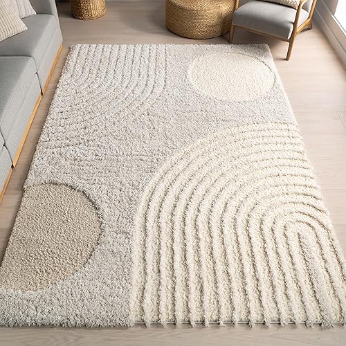 nuLOOM Gloria - Alfombra abstracta de pelo, 3 x 5, beige disponible en Yaxa Peru