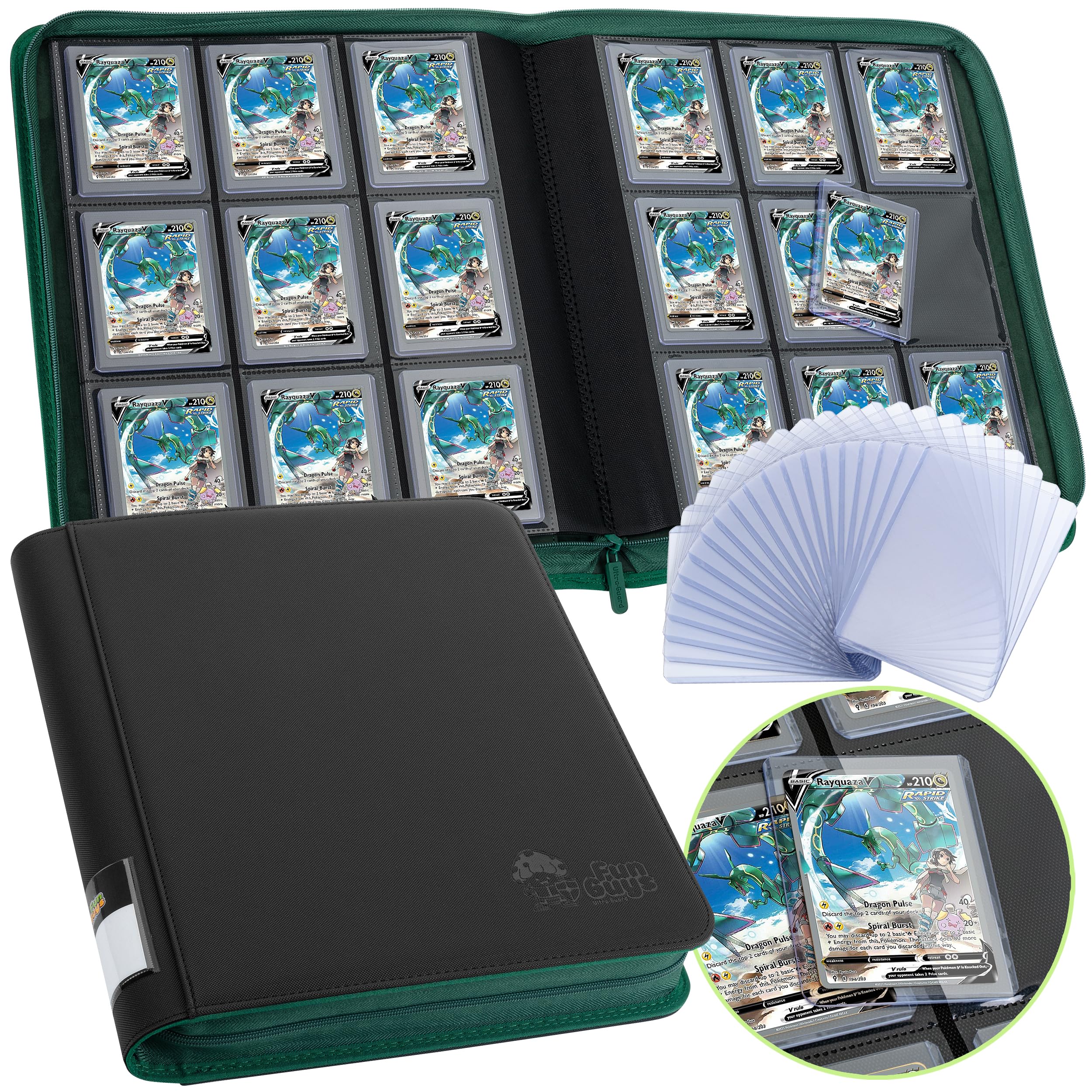 FunGuys Toploader Binder, Trading Card Binder Storage, 252 9 Pocket Top Loader Pokemon Binder, Card Collection for Yugioh MTG