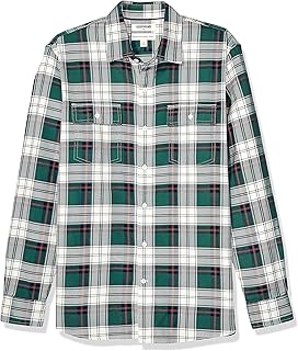 Marca Amazon – Goodthreads, camisa de sarga a cuadros de manga larga para hombre